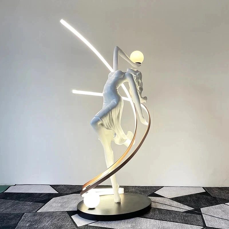 Creative Art Sculpture Ballerina RGB Floor Lamp Interior Lighting Club Lobby Man