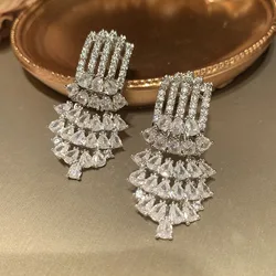 Bilincolor Clear Cubic Zirconia Earring for Women Wedding Gift