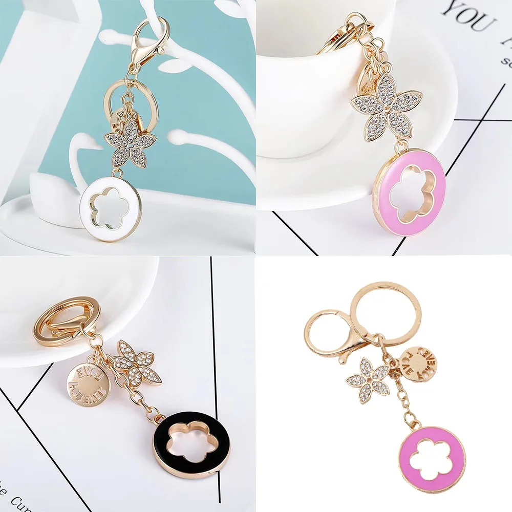 Alloy Flower Keychain Durable Fashion Multipurpose Luxury Keychain Portable Rhinestone Pendant Keyring Bag