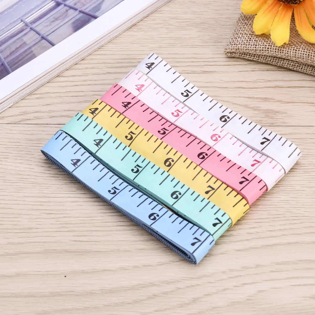 12Pcs Measuring Tape Flexible Plastic Lightweight Durable Cloth Tape Tailor Sewing Tool for Measuring Flat Rounded Surfaces
