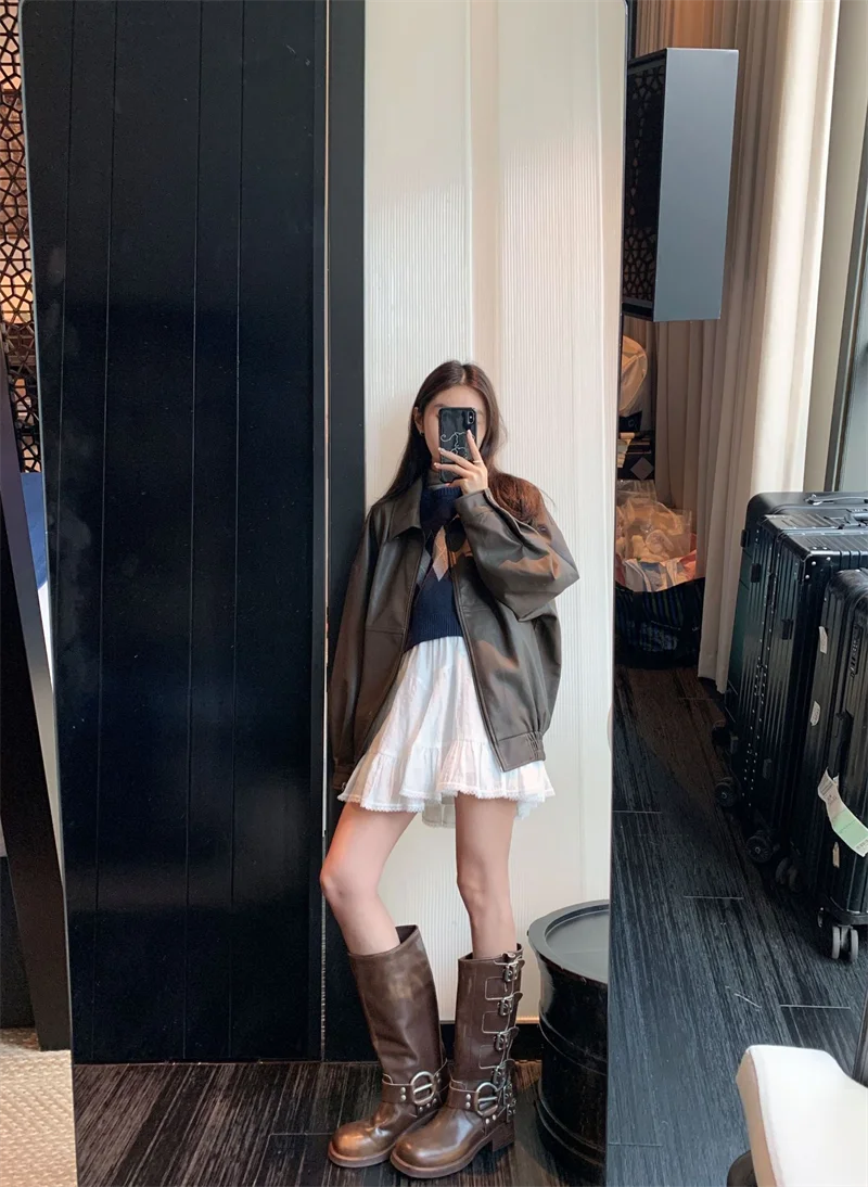 جواكت شتوية نسائية 2025 غطاء محرك السيارة متوسط الطول مبطن برباط ملابس ضيقة قابلة للتنفس تصميم ركوب الدراجات بحاشية مرنة واحدة الصدر