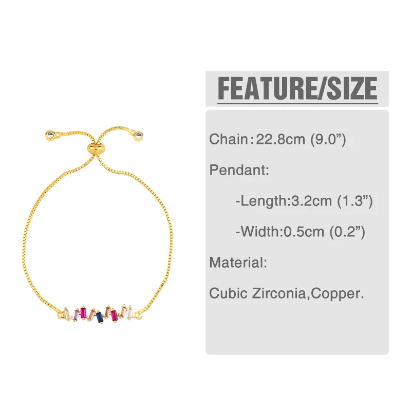 FLOLA Fashion Rainbow Eye Bracelet Crystal CZ Tennis Bracelets for Women Girls Gold Plated Jewelry pulsera ojo turco brtb53