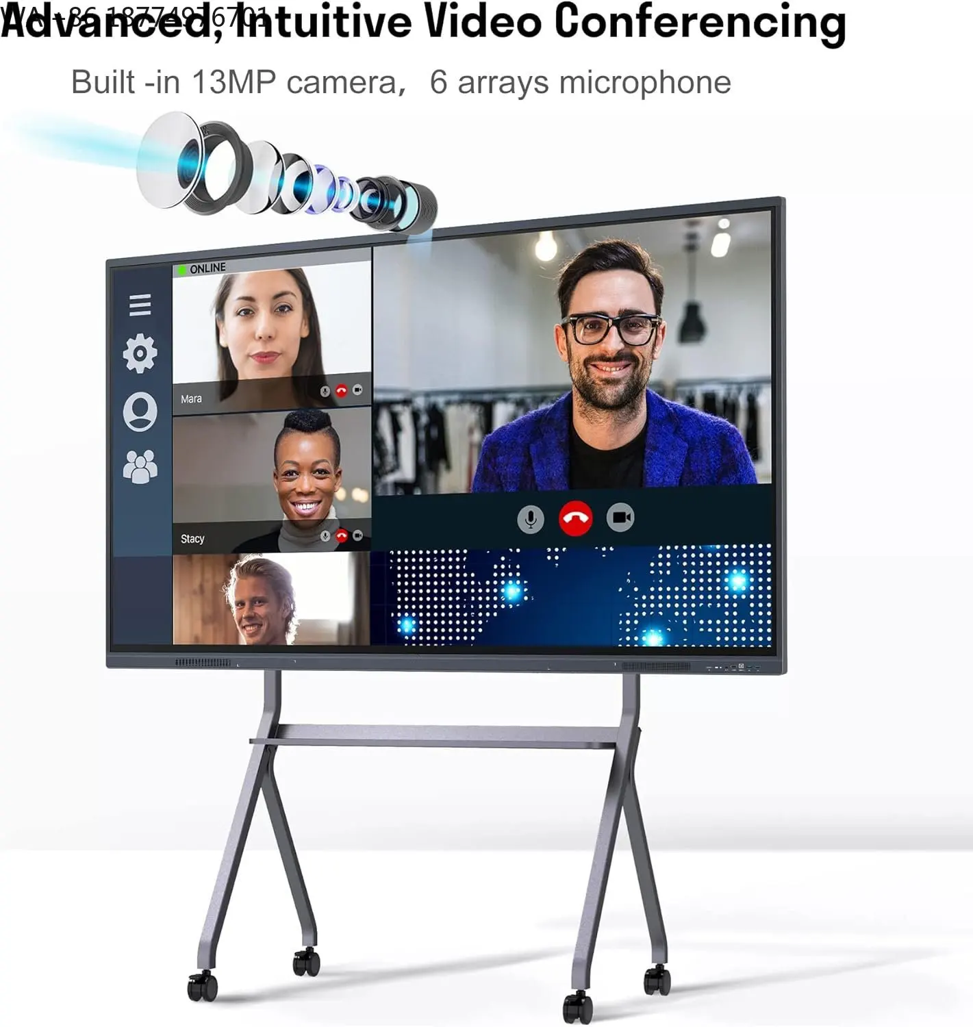 65 Inch 4K Interactive Smart Board Ultra-HD 40-Touch Touchscreen Whiteboard Android Windows Dual OS Educational Tools for