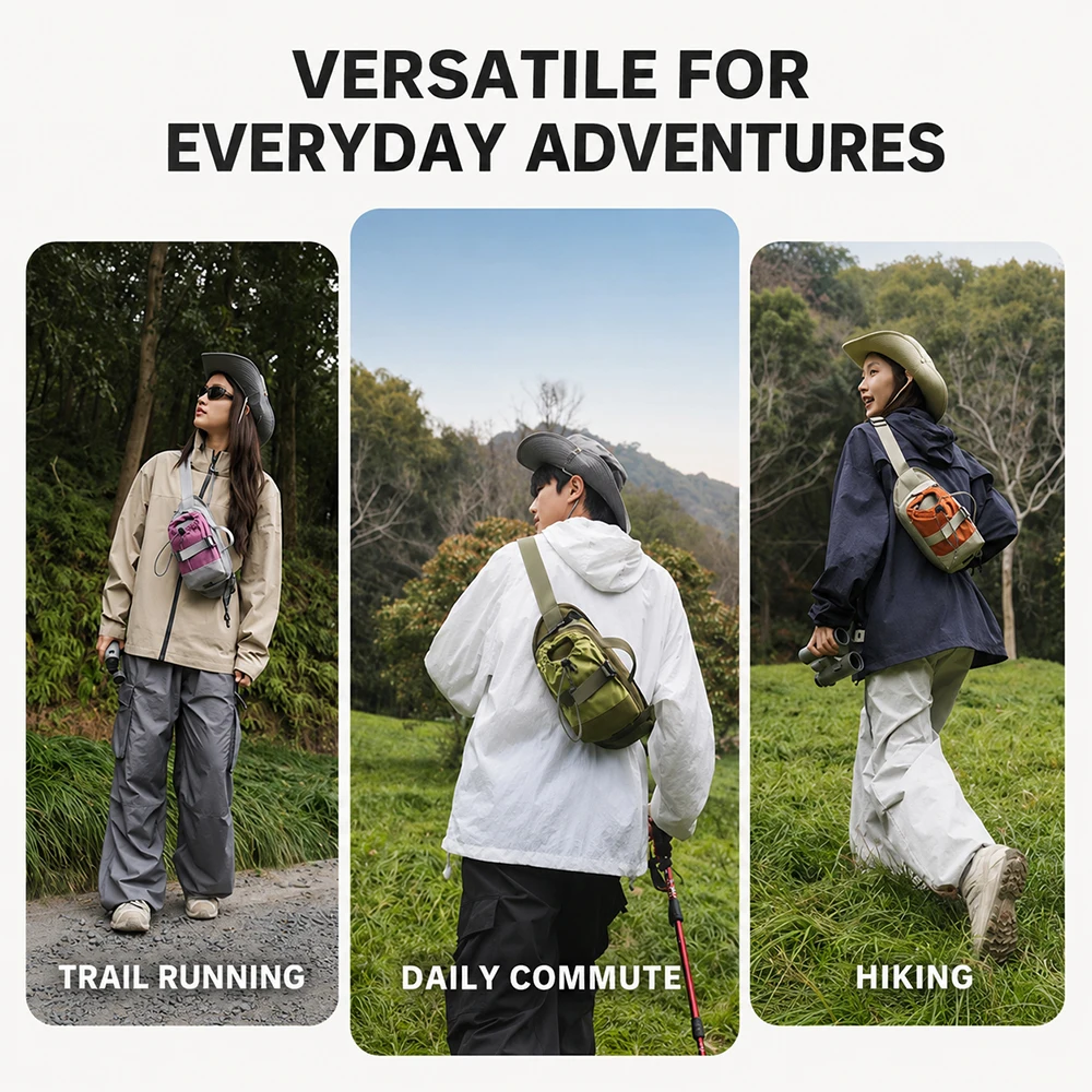 Fashionable Color Blocking Sling Bag, Unisex Casual Outdoor Chest Bag with Water Bottle Holder for Hiking, Daily Commute,Cycling