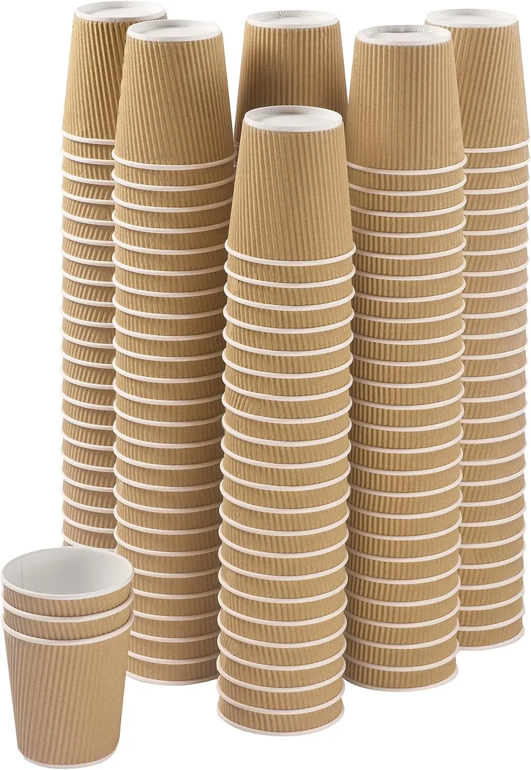 

150 4 oz Ripple Kraft Paper Cups Brown Hot Cold Cups 3 Layer Rippled Small Insulated Disposable Coffee Cups Perfect for