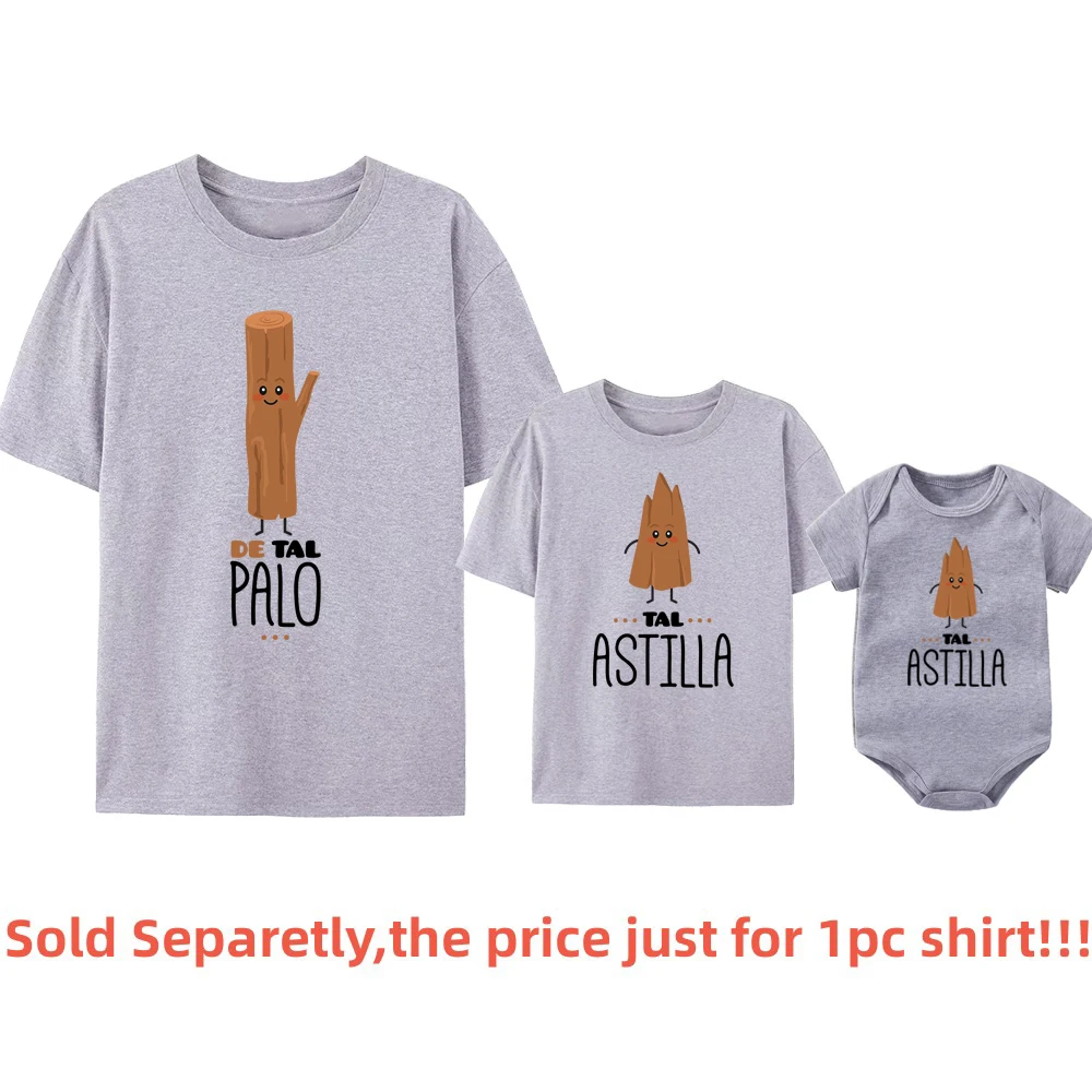 Funny Family Matching Shirts De Tal Palo Tal Astilla T-shirts Daddy and Boys Girls Tees Baby Rompers Father\'s Day Outfits Gifts