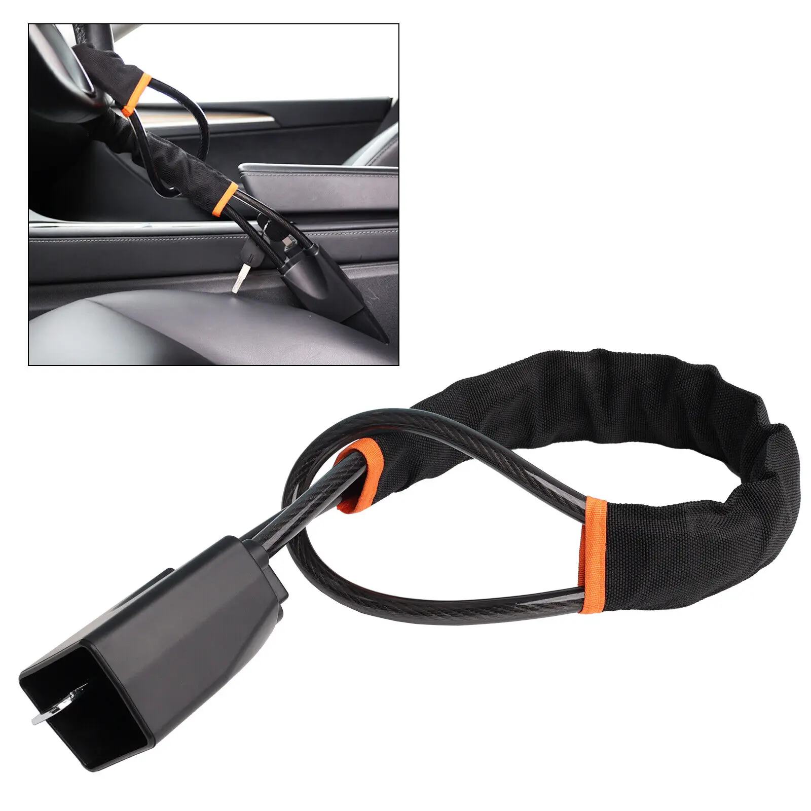 RESO  Car Auto Lock Top Mount Steering Wheel Lock Anti Theft Security Lock With Keys Anti-Theft Devices Wheel Lock Steel Strap