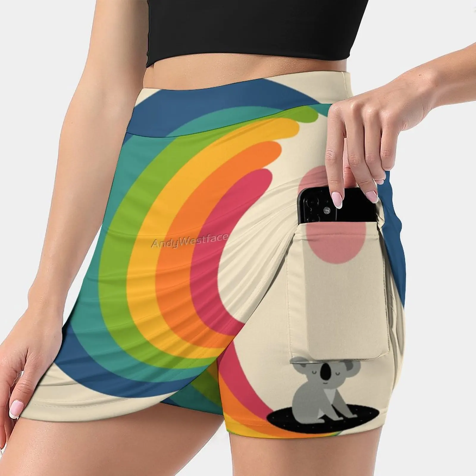 Dream Surfer Women Sports Skirt Tennis Golf Dance Fitness Running Yoga Skirts Surf Wave Dream Rainbow Fantasy Cool Koala Cute