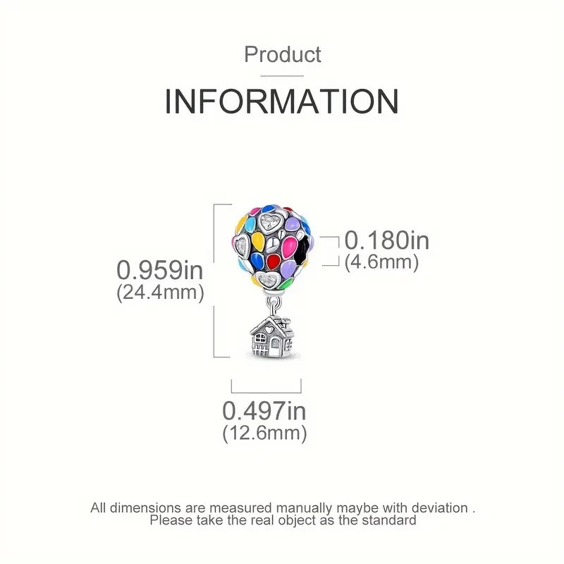 2024 Hot Sale Seven Color Block Balloon Mobile House Charm Bead Fit Pandora Bracelet Women Silver Pendant Beads DIY Jewelry Gift