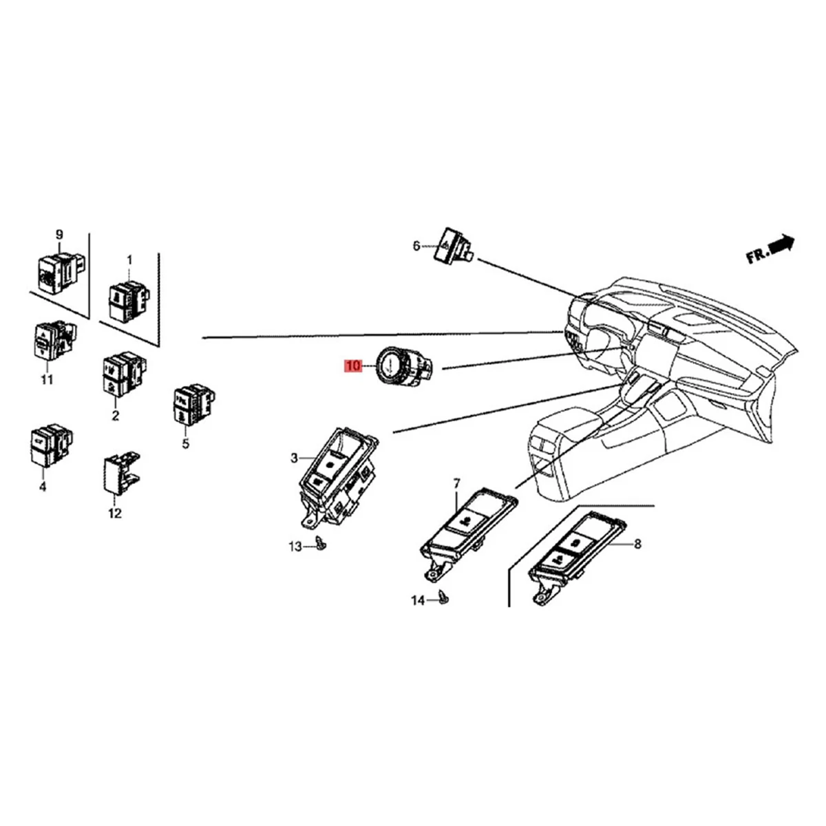 

Car Start Switch Ignition Button 35881-TBA-A01 for Honda Civic CR-V Accord Odyssey 2016-2023 Push Starter Stop Button