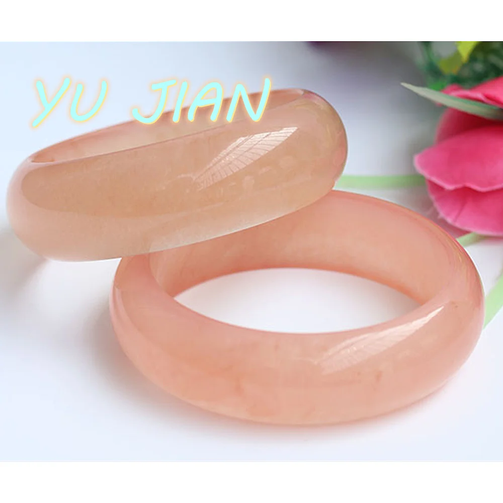 Direct Natural Hetian-Jade Gold Silk Jade BANGLE Elegant Light Orange-pink Wide Bracelet Gentle Sacelet Women's Handring Jewelry