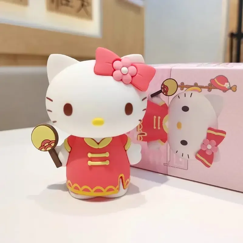 Sanrio Hello Kitty Anime Figure Model Happy Moment Kawaii Creative Cartoon Hand-made Room Ornaments Girl's Heart Birthday Gift