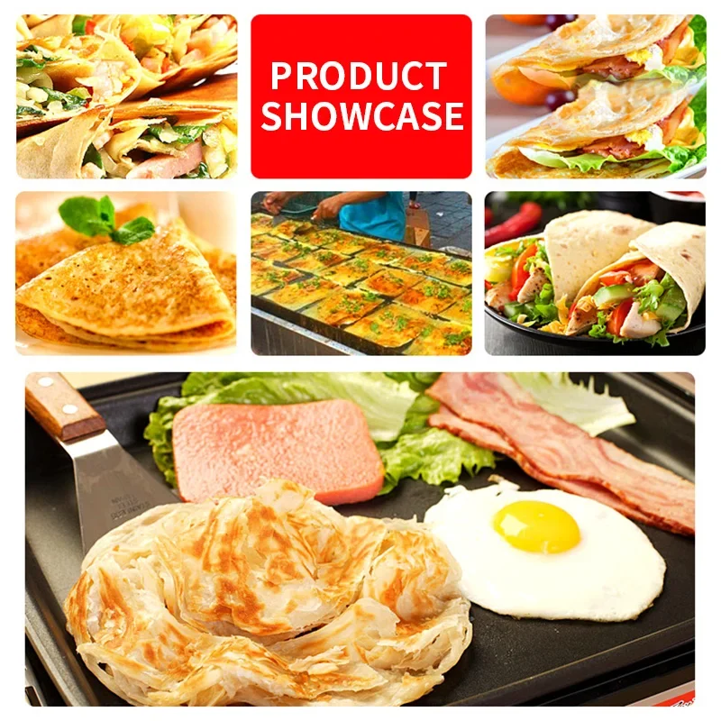 Manual Rotating Electric Pancake Griddle, Traditional Chinese Pancake Pan, Western-Style Crepe/Pancake Maker 50-300℃
