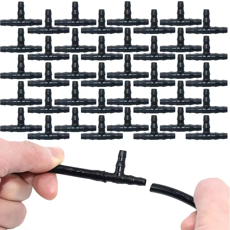 1/4 Inch Connector Joint Tee Drip Irrigation Dripper Watering Garden Tools for 4mm/7mm Pipe Hose Greenhouse