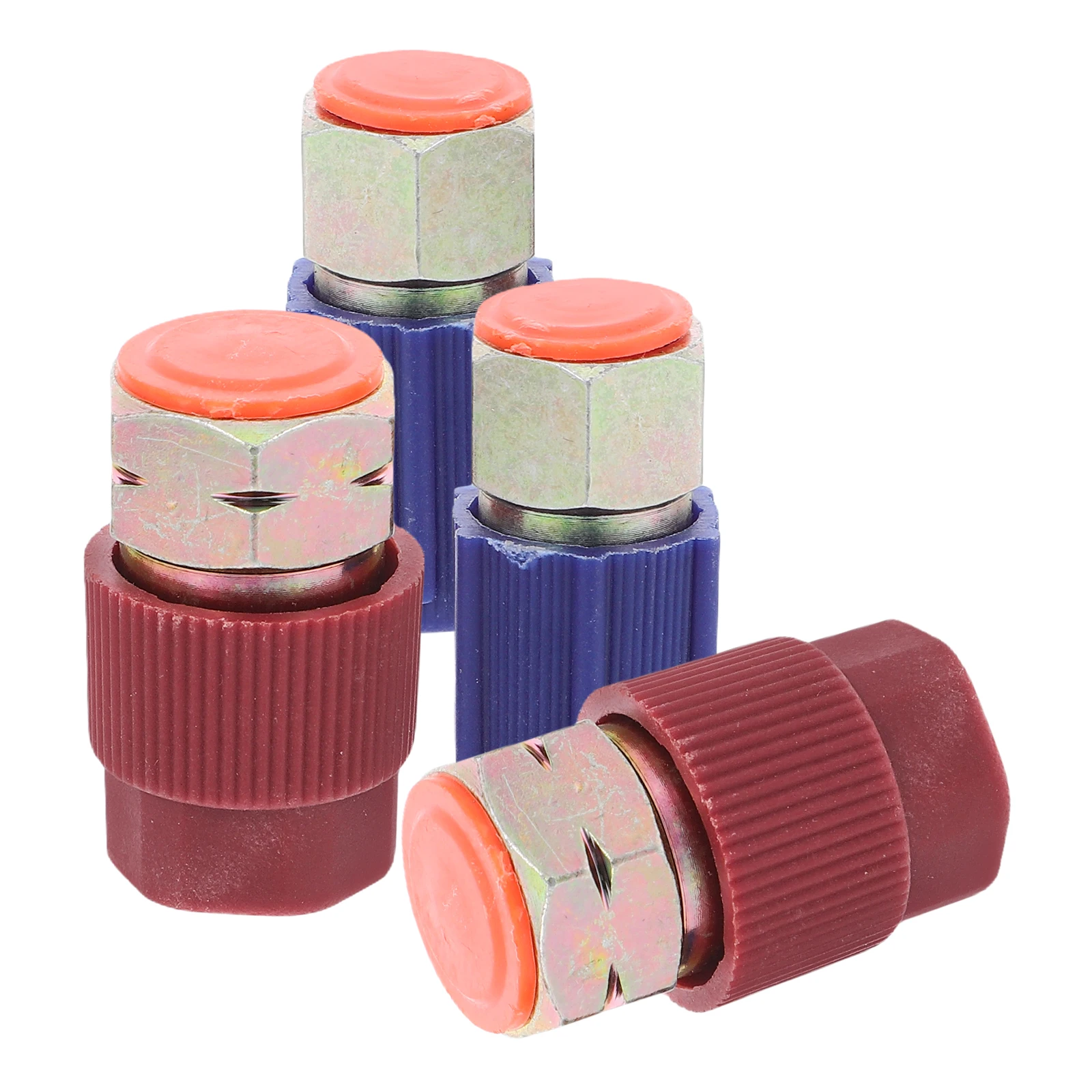 4 قطعة محول السيارة قطع الاتصال السريع ميناء التحديثية عدة عالية منخفضة الجانب إلى R134a شحن تركيبات دائم النحاس مطلي الملء #5