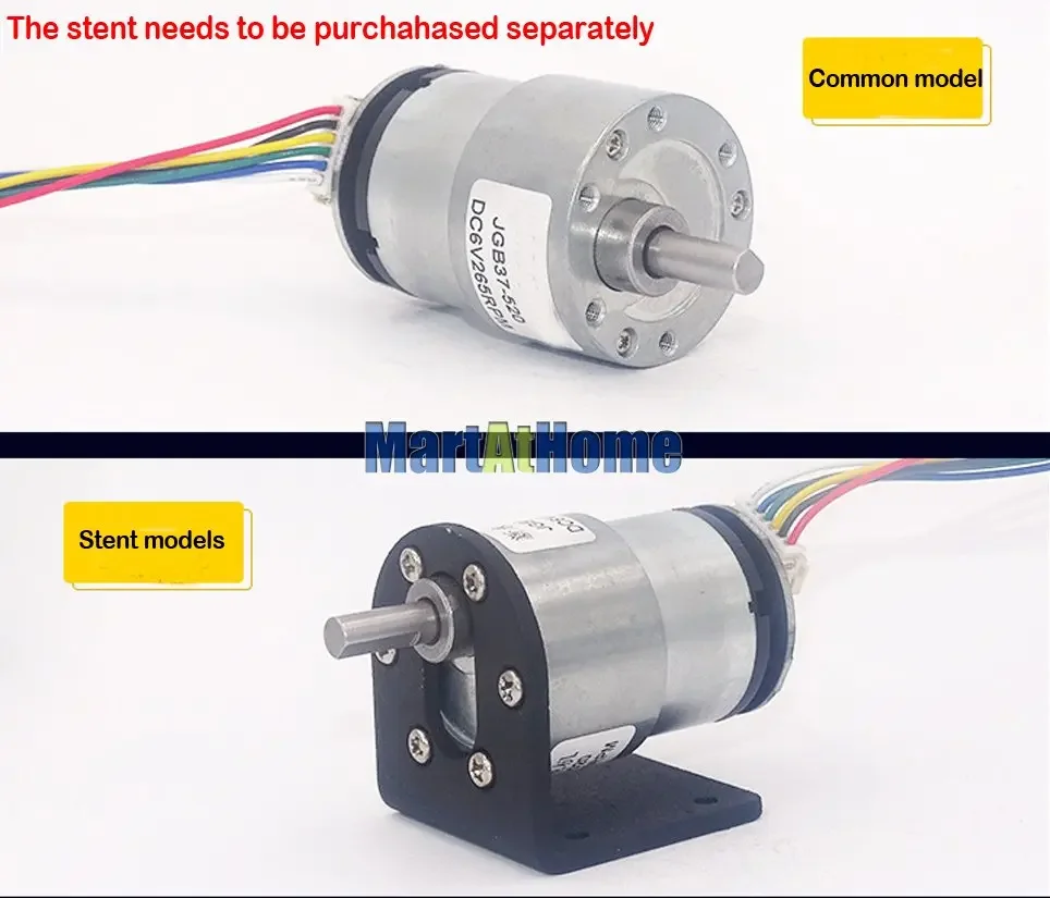 JGB37-520 Micro motoriduttore CC a coppia elevata 6V/12V 6~1590 giri/min con encoder Hall per carrello autobilanciante, robot, stampante