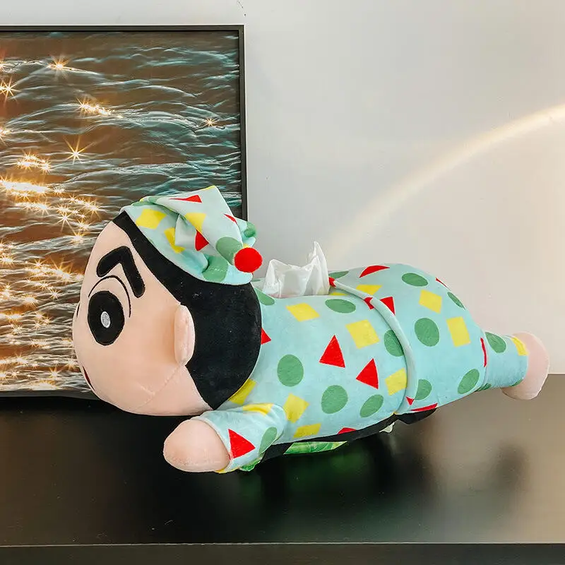 Kawaii Crayon Shinchan Plush Doll Tissue Box Cover Soft Fluffy Anime Figure Household Desktop Storage Home Decor Accessory