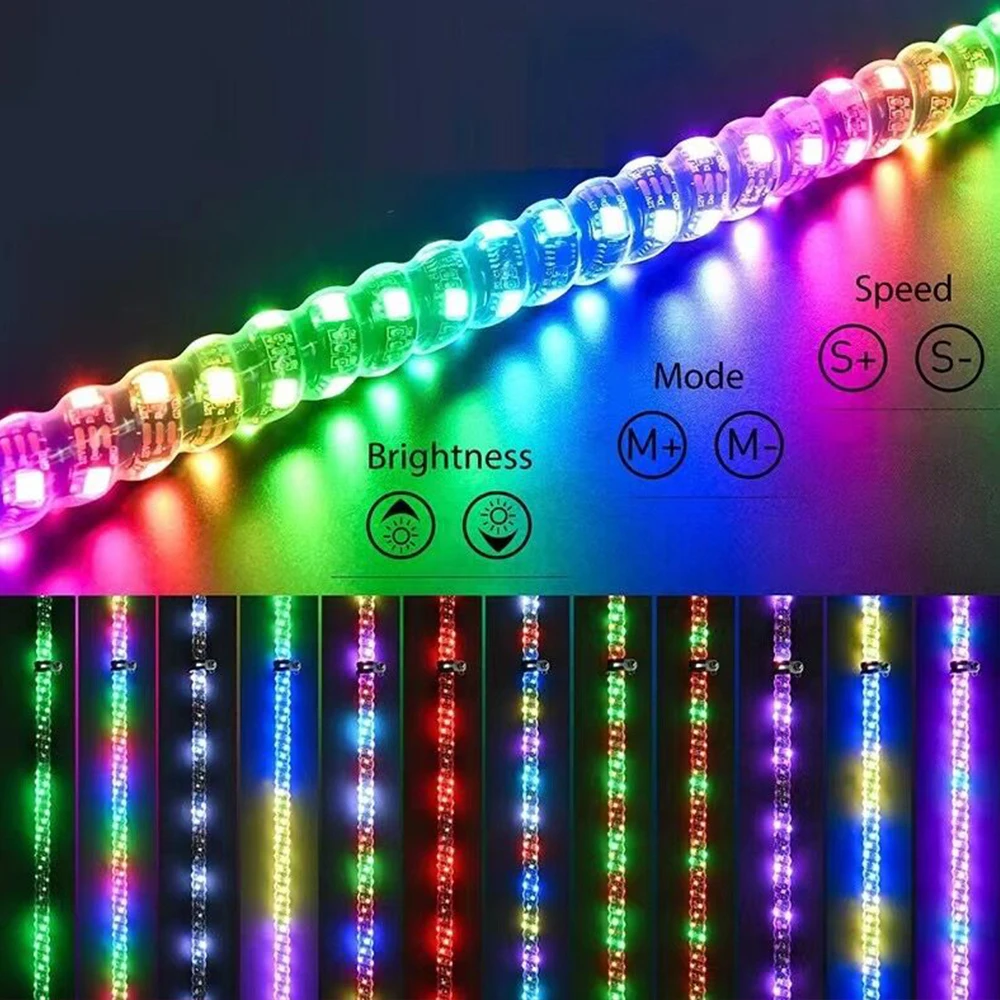 2 pcs 2ft RGB LED Whip Lights Flag Pole RF Remote Control / APP RGB Lamp per Jeep RZR ATV UTV Offroad Boat Car Truck SUV