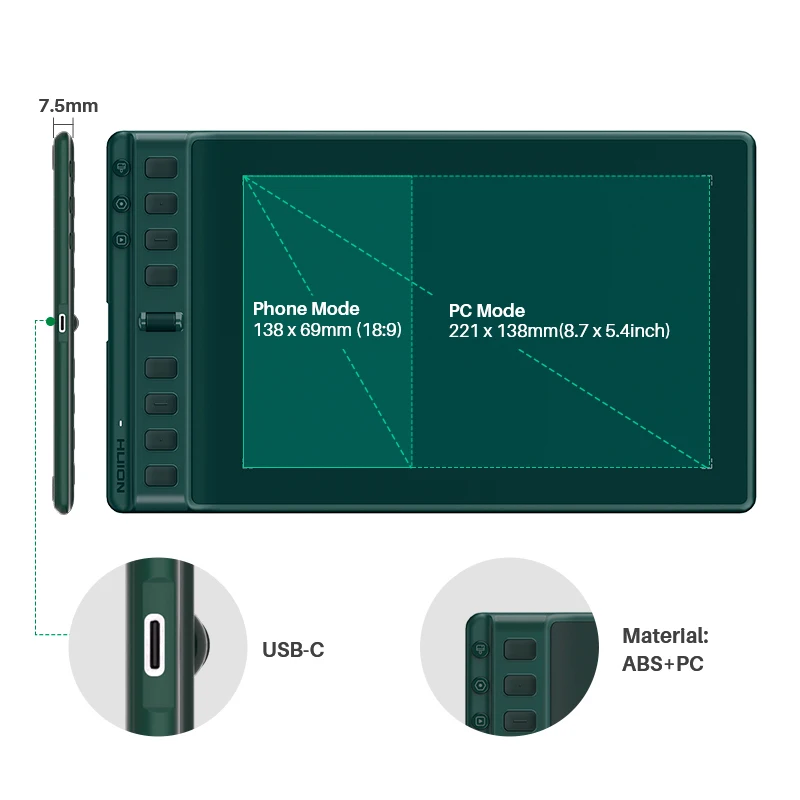 Tavolette grafiche multicolori Huion Inspiroy 2 S/M/L Tavoletta digitale Tavoletta da disegno dal design professionale Blocco firma portatile