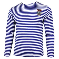 Russian Soviet Airborne Medal VDV Paratrooper Sailor's Striped Shirt Polyester Cotton Long Sleeve Stripes T-Shirt Telnyashka Top