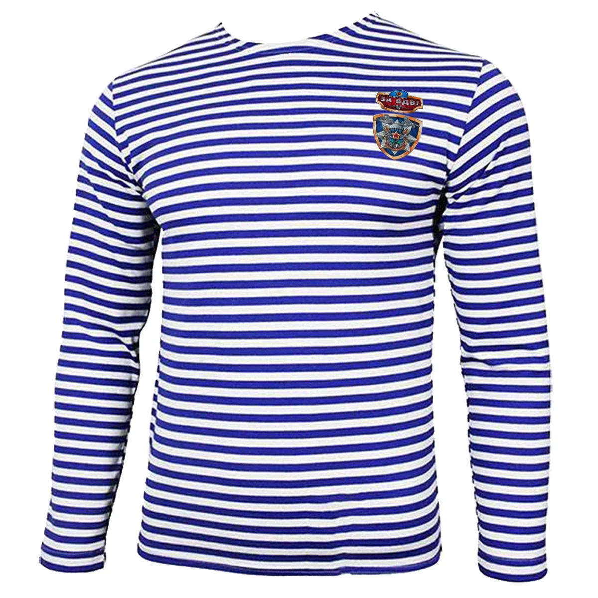 Russian Soviet Airborne Medal VDV Paratrooper Sailor's Striped Shirt Polyester Cotton Long Sleeve Stripes T-Shirt Telnyashka Top