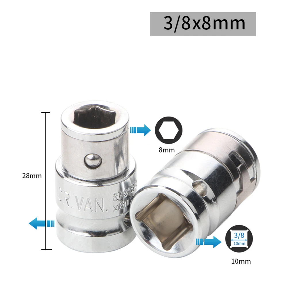 

Преобразователь инструментов, серебряная торцевая бита 1/4 3/8 1/2, аксессуары, преобразователь из хром-ванадиевой стали, отвертка на шестигранник 1/4