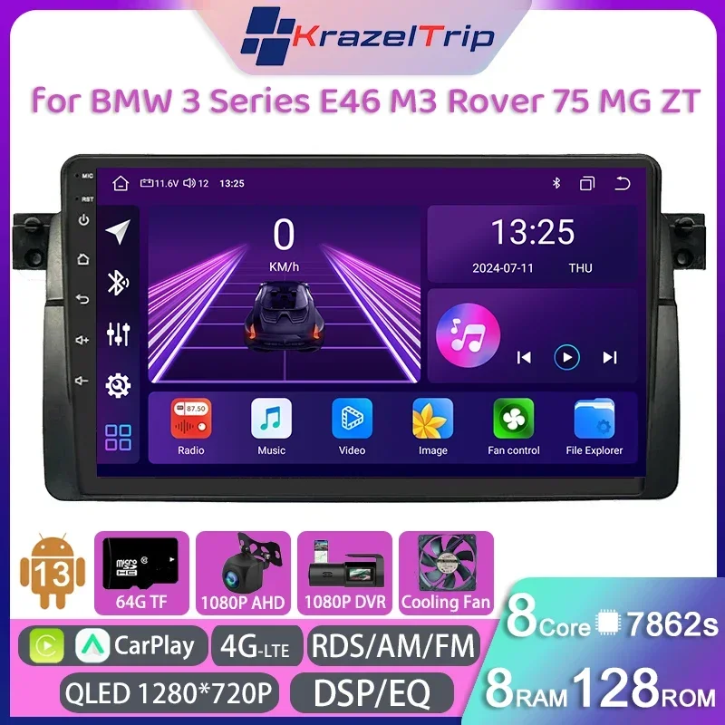 

8Core 7862S Car Radio for BMW 3 Series E46 M3 318 320 325 330 335 Rover 75 MG ZT Carplay Android Auto Fiber Optics 4G DSP QLED