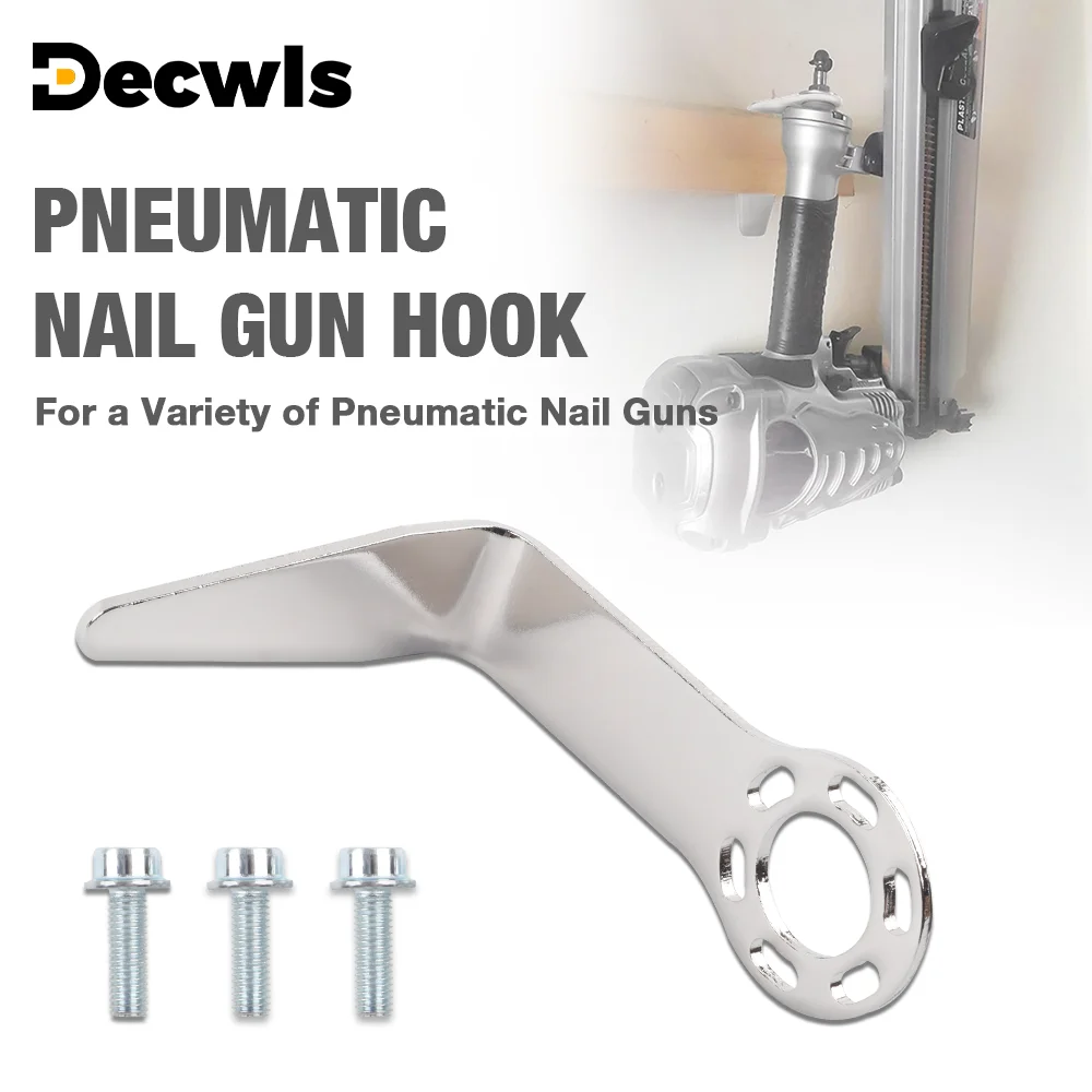 Gancho para clavadora neumática, repuesto de gancho de acero en forma de L para viga, ligero, duradero, fácil de instalar, con 3 pernos, accesorios para herramientas neumáticas, herramientas de enmarcado.
