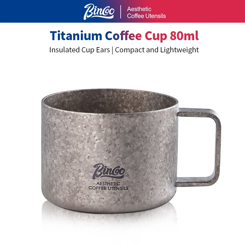 Bincoo Pure Titanium Coffee Cup 80ml – Small Espresso Tasting Cup, Portable Mini Cup for Concentrated Coffee, Stylish Titanium