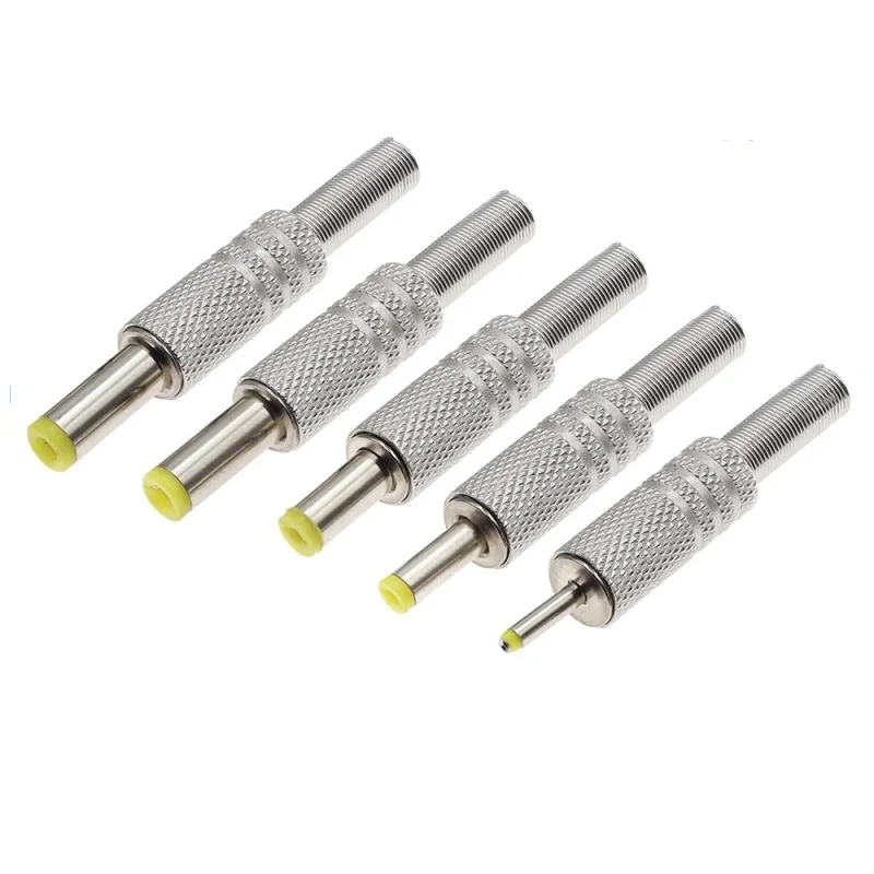 5PCS 5.5*2.1/2.5mm 2.5x0.7 4.0/4.8X1.7MM Metal Shell DC Power Plug Connector Yellow Header Connector Plug Accessories