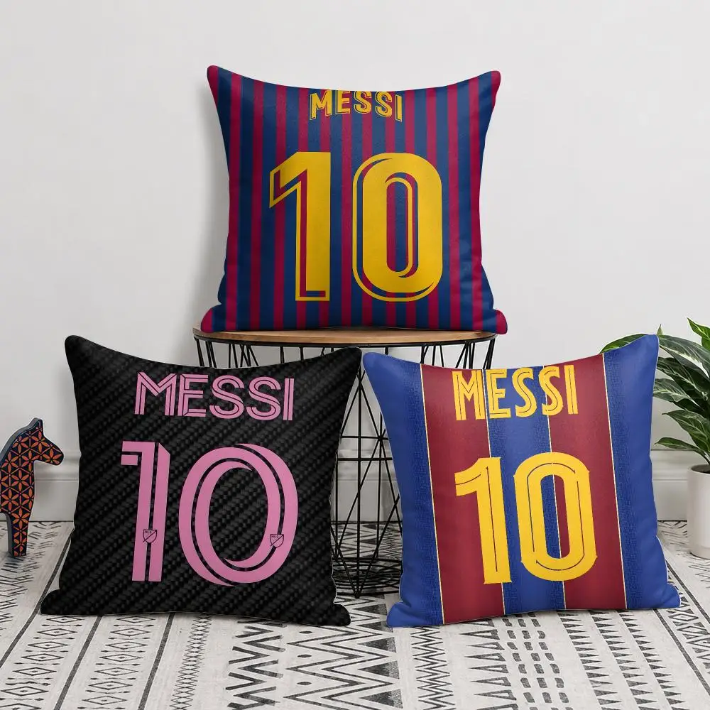 M-Messi 10 Footballer Cushion Cover Silky Short Plush Invisible Zipper Dustproof Sofa Pillow Case For Home Decor