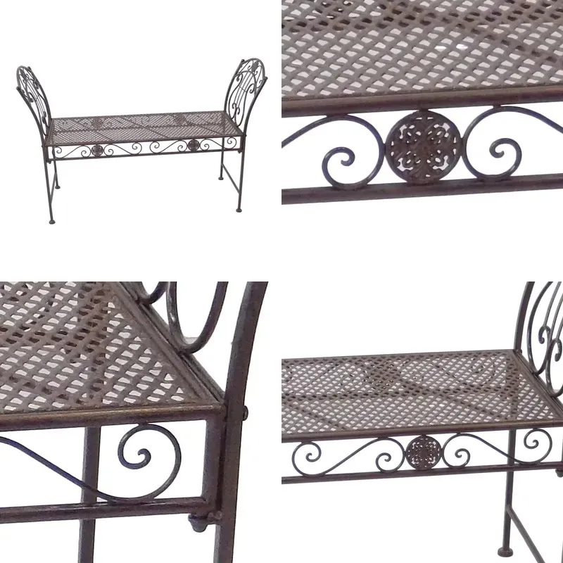 Country Style Metal 2 Person Backless Garden Bench Outdoor Living Terrace Furniture