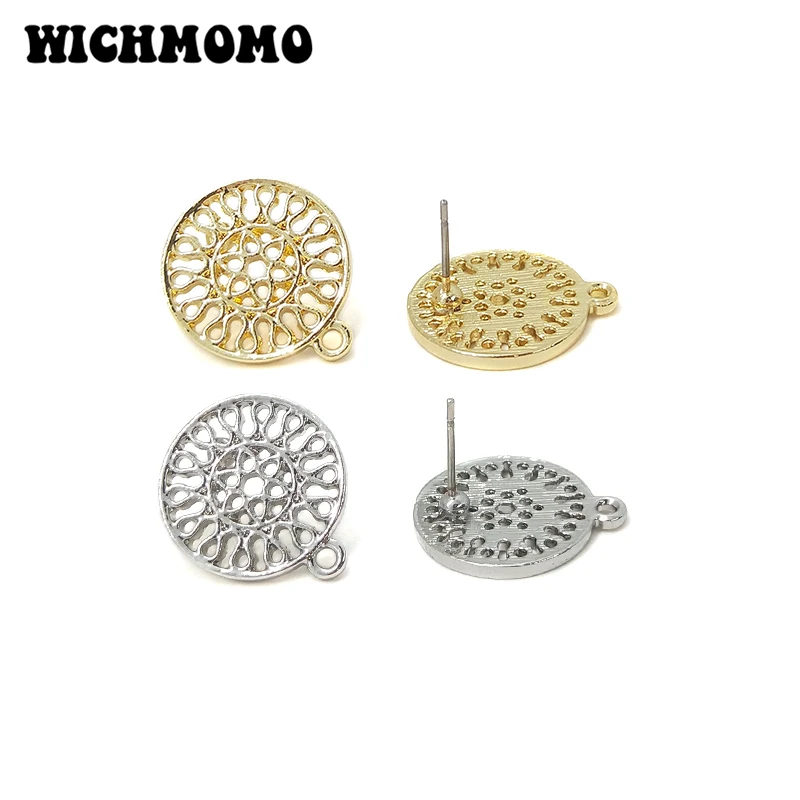 New Fashion 19*16mm 10pieces/bag Zinc Alloy Round Hollow Out Earring Base Connectors Linker for DIY Earring Jewelry Accessories