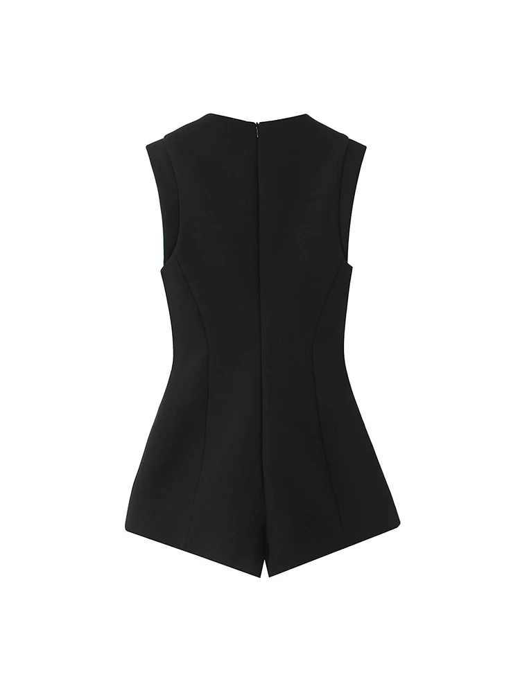 جديد إمرأة قصير بذلة مثير أكمام ساحة الرقبة أنيقة رومبير موضة الأحجار الكريمة زر الديكور شارع العليا بلايسوت #4