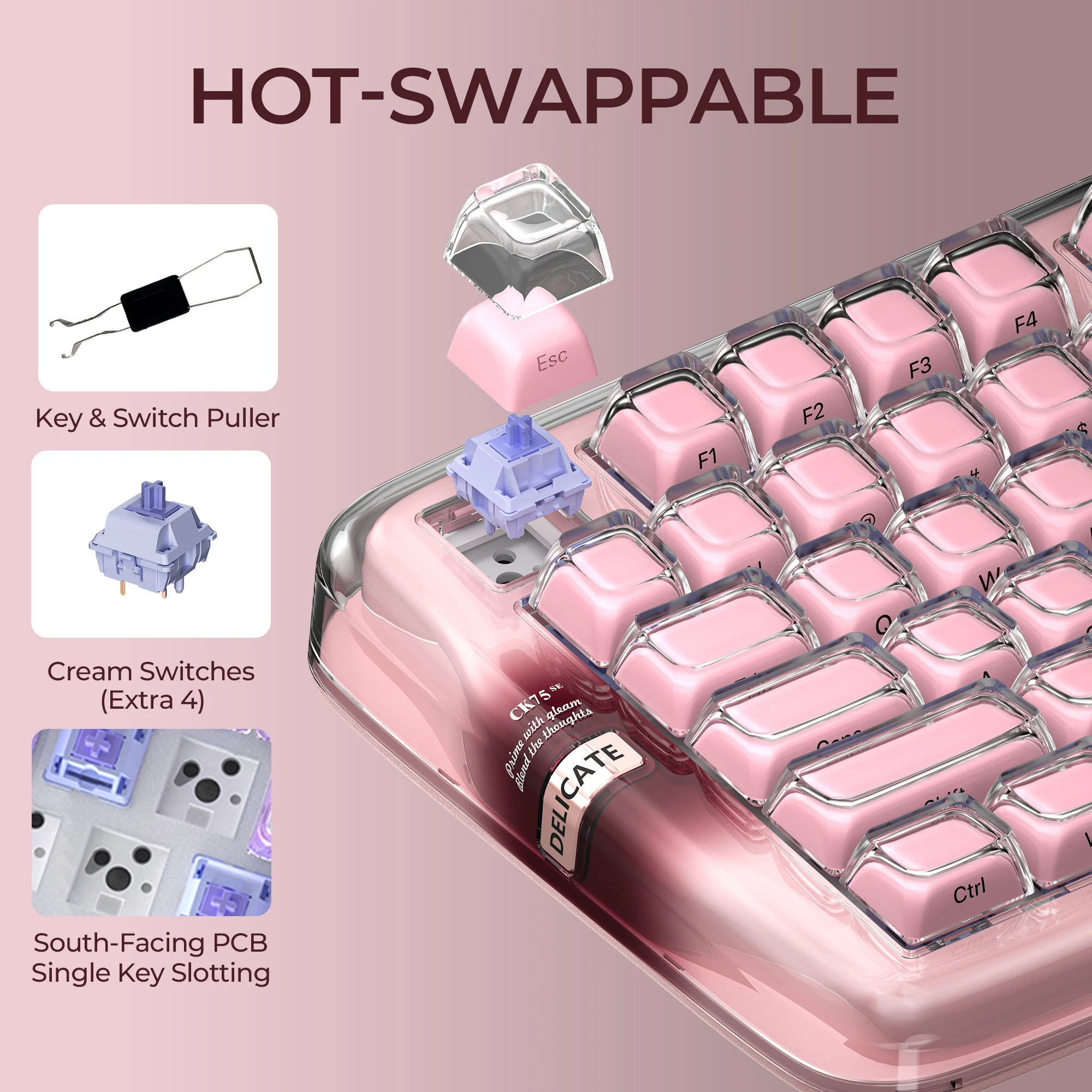 XVX x CoolKiller CK75 SE Tri-Mode Mechanical Keyboard Gasket Mount Hot-Swap Linear Switch
