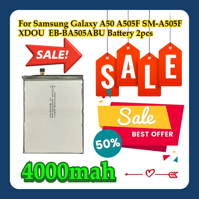 For Samsung Galaxy A50 A505F SM-A505F XDOU  EB-BA505ABU Battery 2pcs