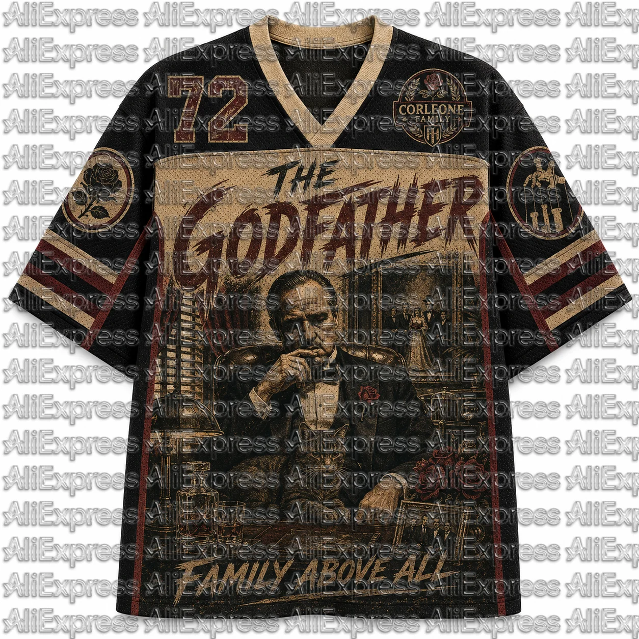 2026 Popular 80s Themed Sports Fashion Short Sleeved V-neck Mesh Streetwear Retro Band Movie Game Fan Gift T-shirt