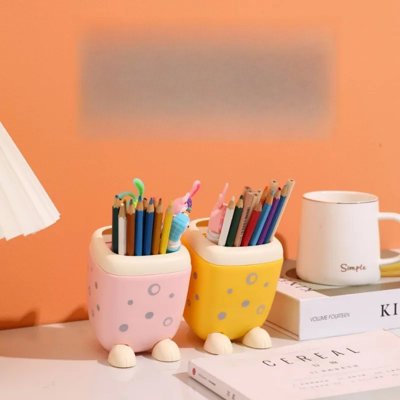 الإبداعية الكرتون ليوبارد حامل قلم متعدد الوظائف منظم سطح المكتب لطيف سعة كبيرة منظم قرطاسية حامل قلم