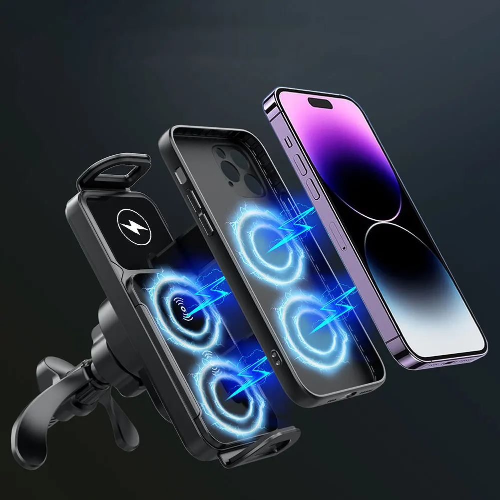 Автомобильное беспроводное зарядное устройство, вращающийся на одно касание, быстрая зарядка, держатель для сотового телефона, вентиляционное отверстие, крепление для сотового телефона для складного экрана телефона