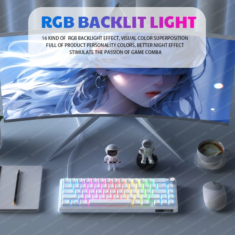 Imagem -05 - Rk-mini Teclado Mecânico R65 sem Contato tipo c 67 Chaves com Fio Rgb Retroiluminado Jogo de Troca Quente