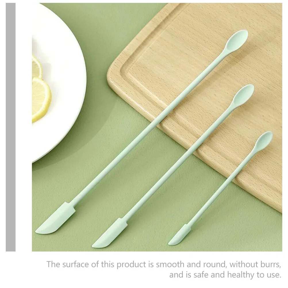

3pcs Food Grade Silicone Spatulas Jam Scrapers Light Green, Flexible Kitchen Gadget For Dessert Butter Jar Use, Compact Easy To