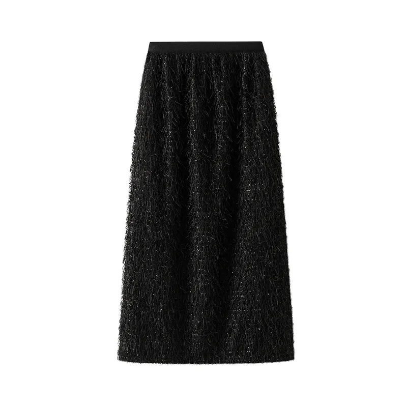 High end design with feather tassel skirt, this year's popular half skirt, hip wrap, autumn and winter image 3