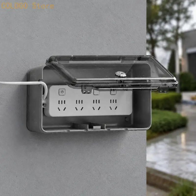 Wall-Mounted Outlet Bar Cover with Side Opening Waterproof for Cord Routing D0LD