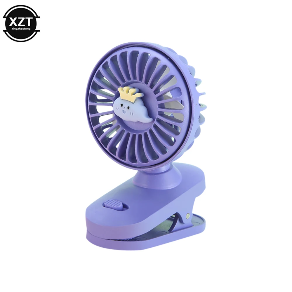 Cartoon Oplaadbare Clip Mini Desktop Fan Student Slaapzaal Draagbare Clip Muur Usb Mini Ventilator Met Led Licht En Controle