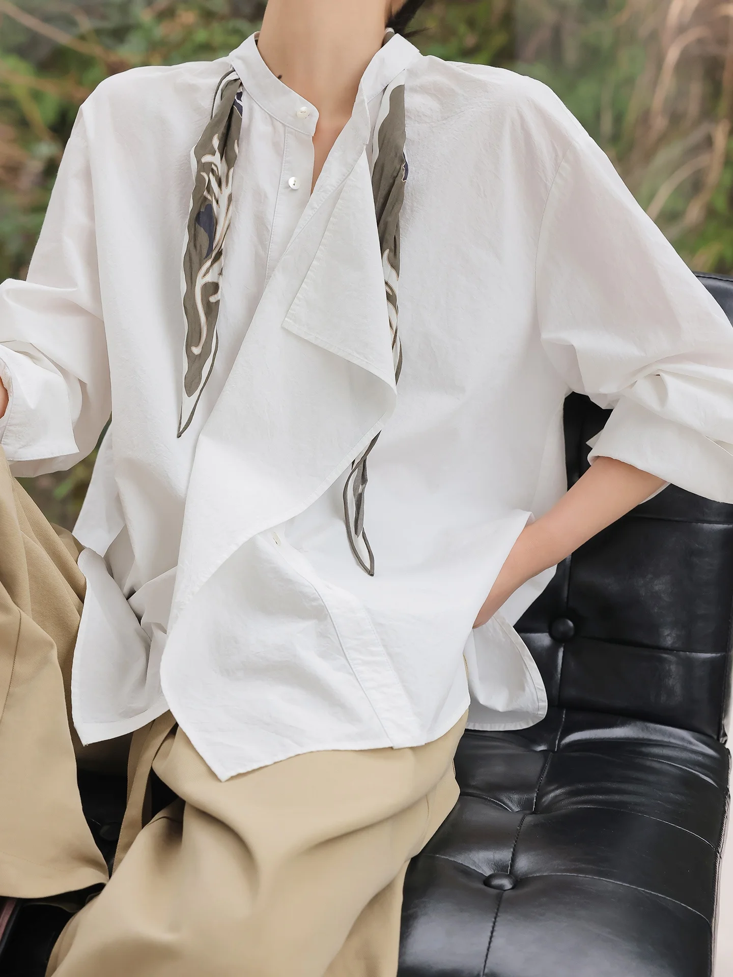 

JWUNIQUE Wine Pit Ele Casual Loose irt Versatile Long Sve Cotton Breathable oulder Drop Sle Women's irt