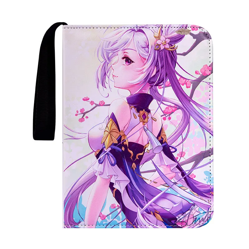 Anime Genshin Impact Card Book with Nine Compartments Yae Miko Raiden Shogun Gan Yu Zipper Binder Card Book Collection Book Gift