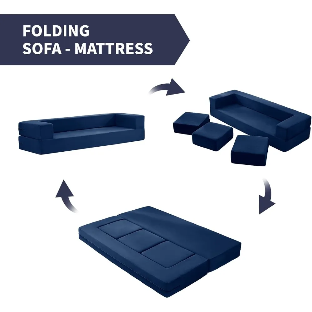 أريكة سرير مخملية متعددة الوظائف مع مسندين، أريكة نوم واسعة 80 لغرفة النوم أو مساحة غرفة المعيشة #6