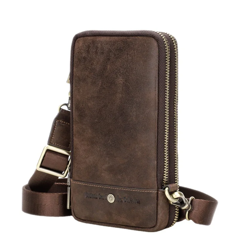 2023 Designer Crossbody Handbags Men\'s Genuine Leather Waist Packs Phone Fanny Pouch Bags Male Small Chest Shoulder Belt Purses