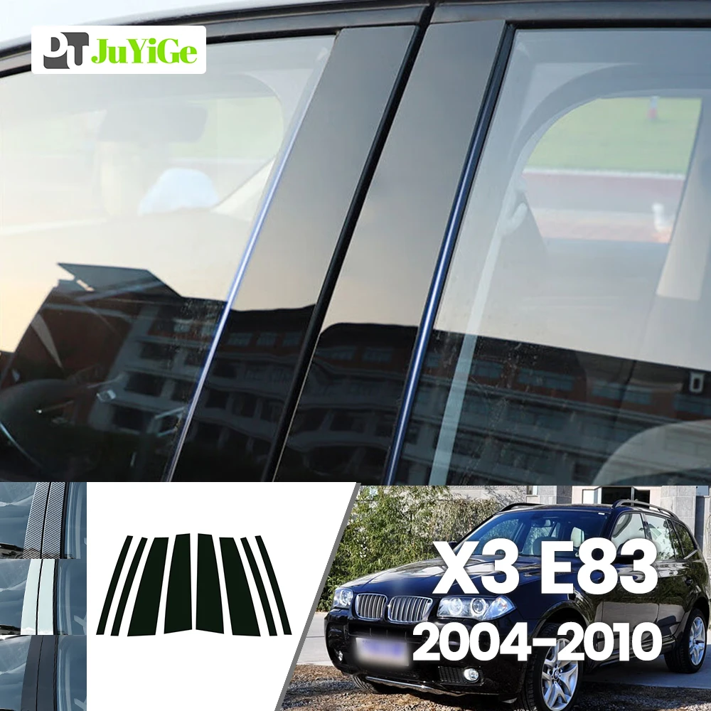 

For BMW X3 E83 2004-2010 2005 2006 2007 2008 2009 Bright Black Carbon Fibre Window Door B C Sticker