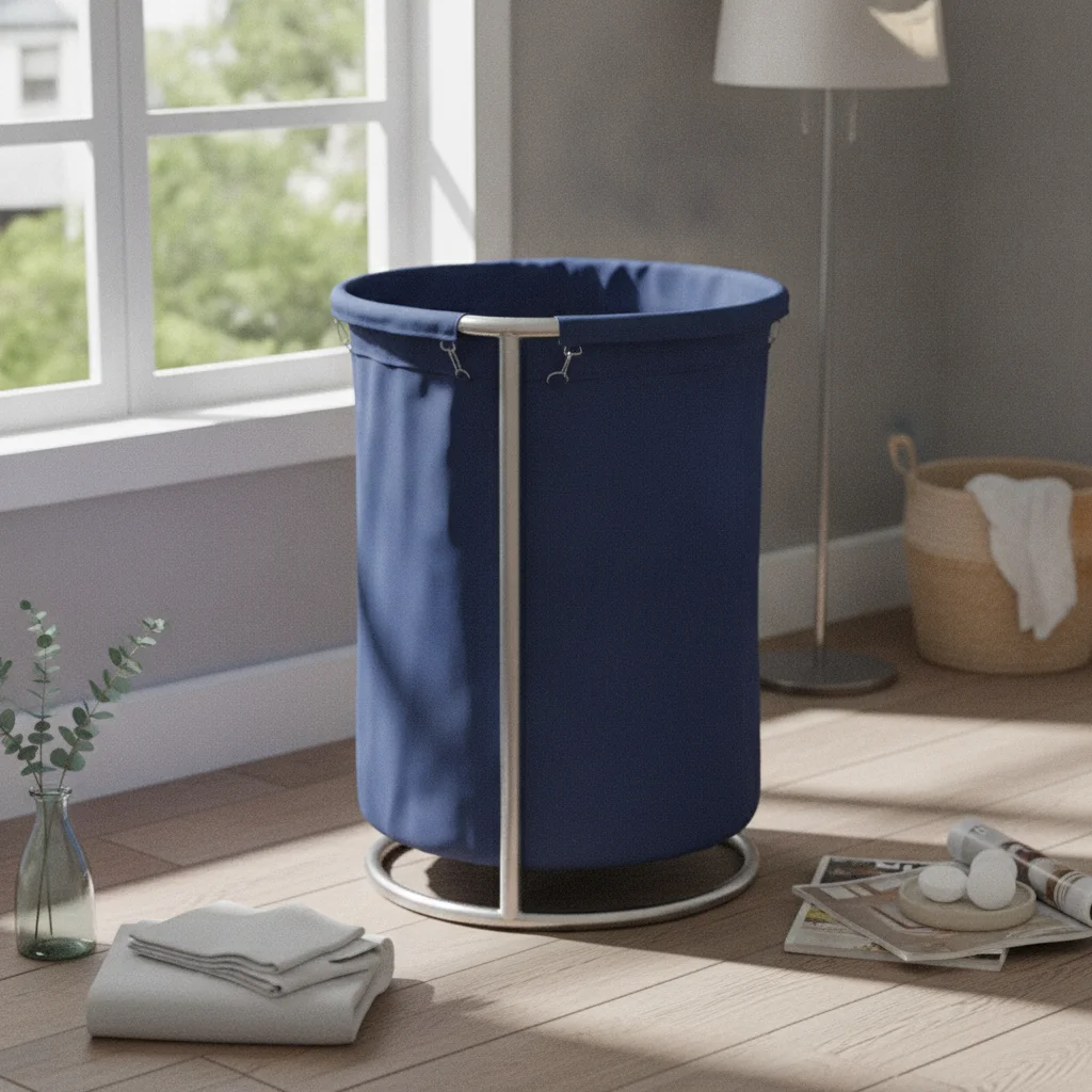 Rolling Laundry Hamper Stainless Tube Frame Open Top Cart with Handle for Housekeeping and Transport